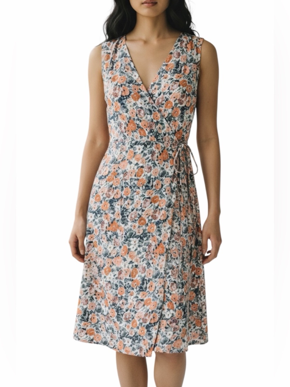 Current/Elliott The Sleeveless Floral-Print Wrap Dress